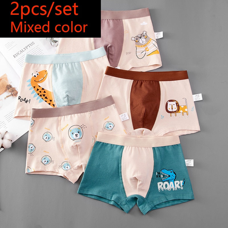 HH 2 Piece Kids Boys Underwear Cartoon Children&#39;s Shorts Panties for Baby Boy Toddler Boxers Stripes Teenagers Cotton Underpants