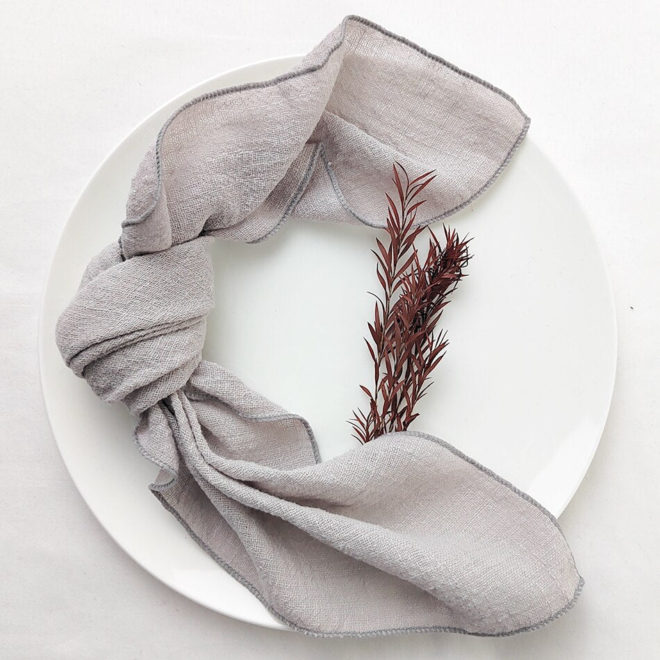 10PCS Sage Green Gauze Crepe Cloth Napkins Pack Pure Cotton Fabric 40x40cm Wedding Decor Everyday Use Dinner Tea Towel