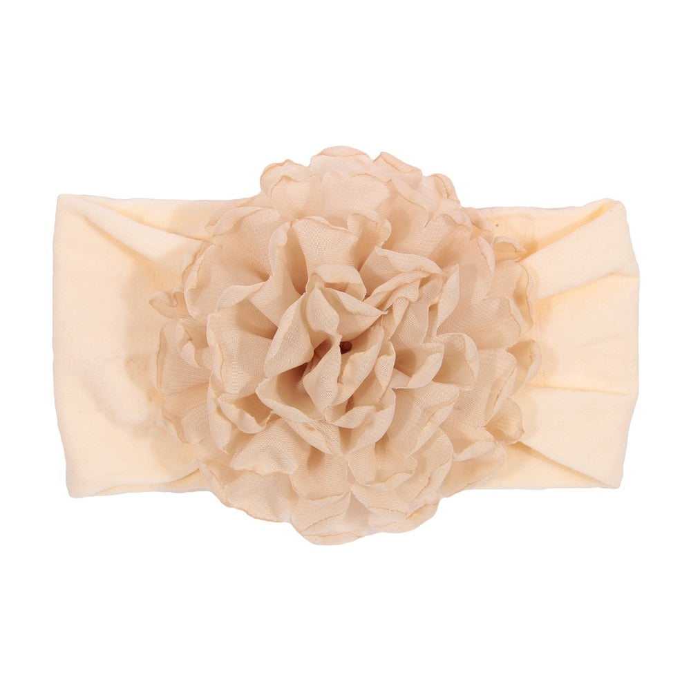 Nishine Soft Stretch Satin Rose Flower Baby Headband Newborn Knot Wide Nylon Headwraps Turban Girls Headwear Kids Photo Props