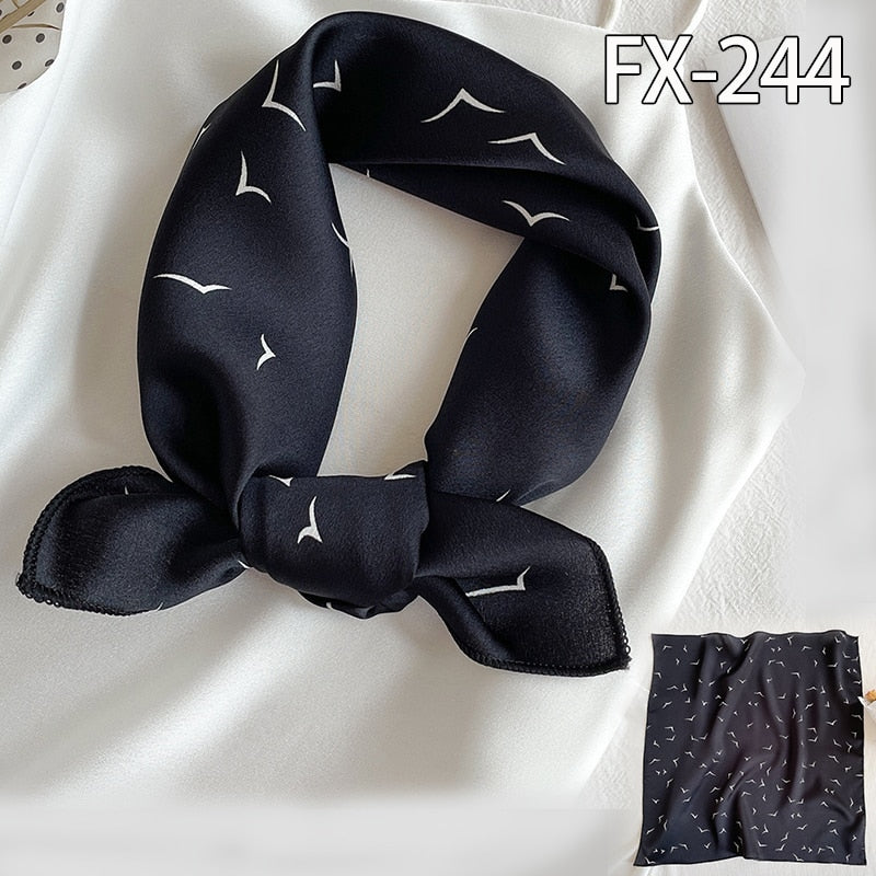2022 Square Silk Scarf Women Fashion Print Small Neck Scarfs Office Lady Hair Band Foulard Hand Kerchief Female Bandana Shawl
