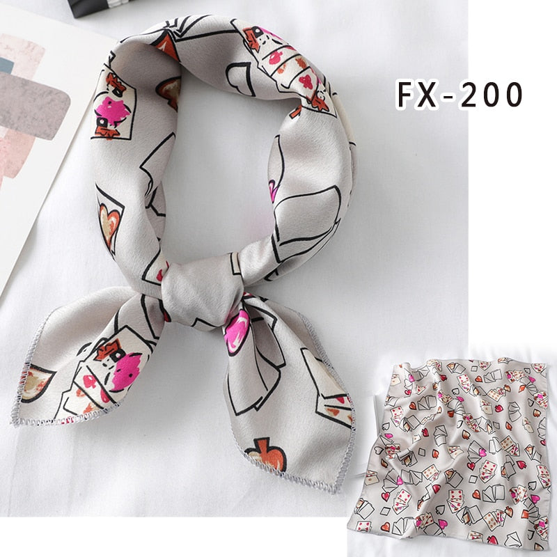 2022 Square Silk Scarf Women Fashion Print Small Neck Scarfs Office Lady Hair Band Foulard Hand Kerchief Female Bandana Shawl