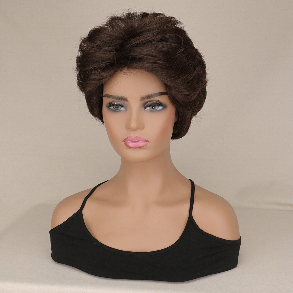 SuQ Synthetic Hair Mix Color Short Natural Full wig Women's Heat Resistant Wig For Women Everyday Wigs