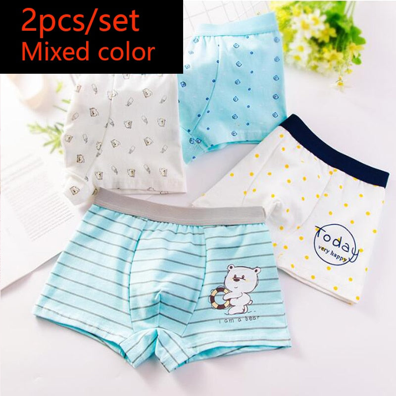 HH 2 Piece Kids Boys Underwear Cartoon Children&#39;s Shorts Panties for Baby Boy Toddler Boxers Stripes Teenagers Cotton Underpants