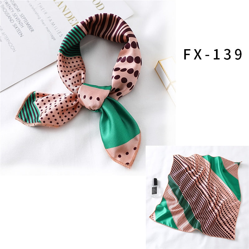 2022 Square Silk Scarf Women Fashion Print Small Neck Scarfs Office Lady Hair Band Foulard Hand Kerchief Female Bandana Shawl