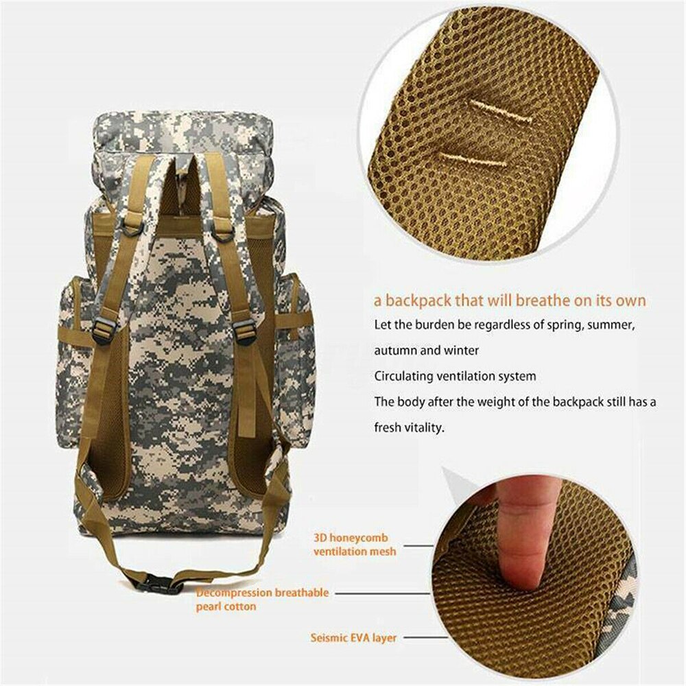 80L Outdoor Tactical Backpack Waterproof Large Sport survival gear Hiking Camping Military Bag Rucksack survival gear Camping