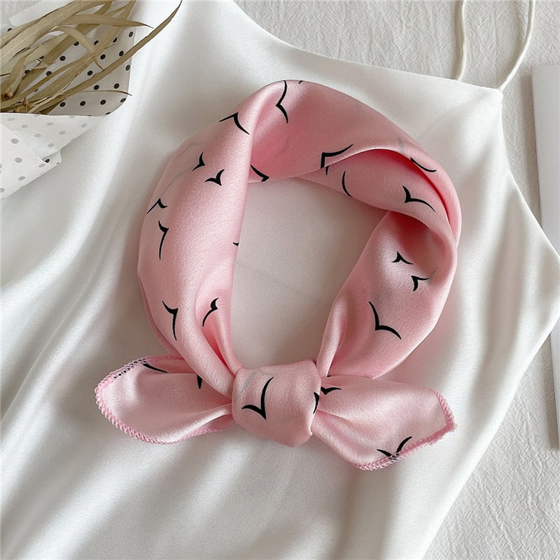 2022 Square Silk Scarf Women Fashion Print Small Neck Scarfs Office Lady Hair Band Foulard Hand Kerchief Female Bandana Shawl