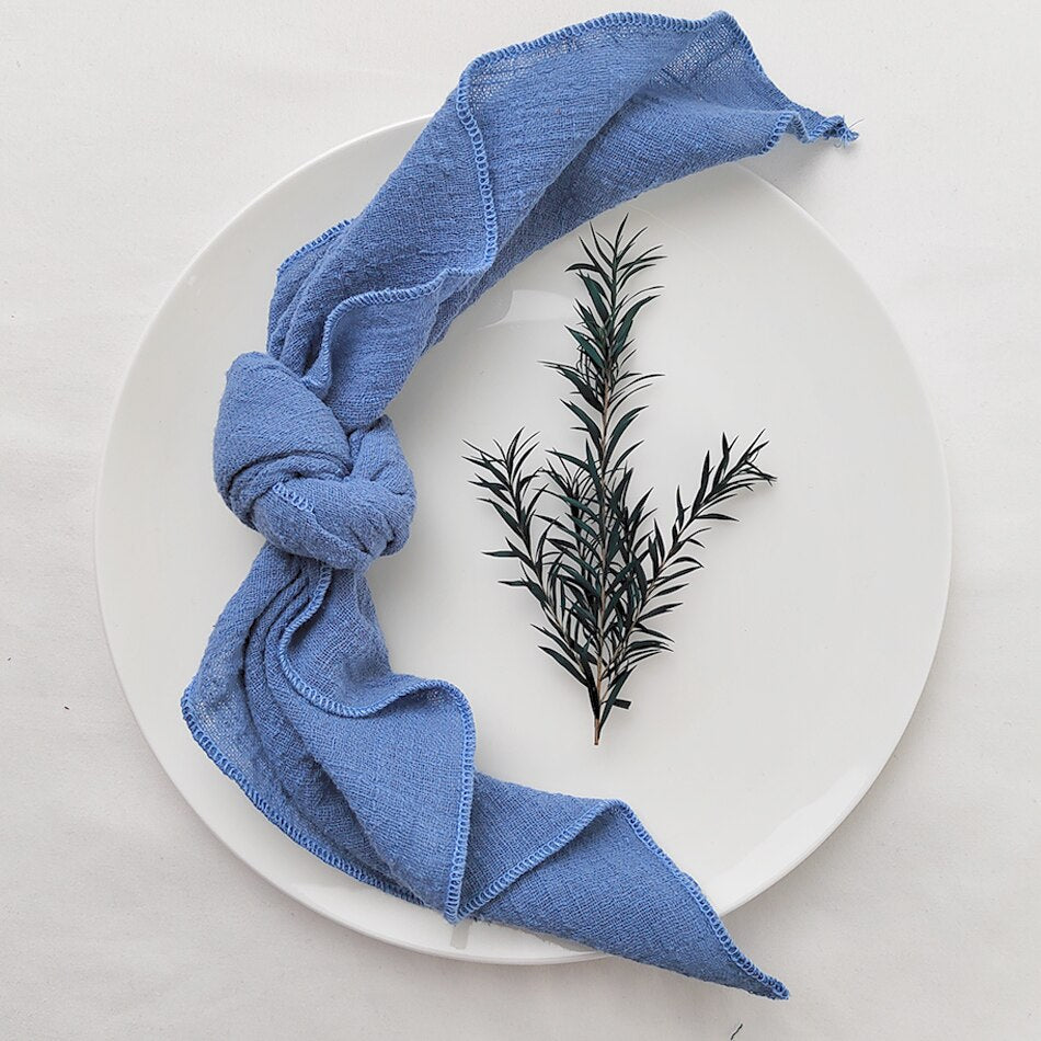10PCS Sage Green Gauze Crepe Cloth Napkins Pack Pure Cotton Fabric 40x40cm Wedding Decor Everyday Use Dinner Tea Towel