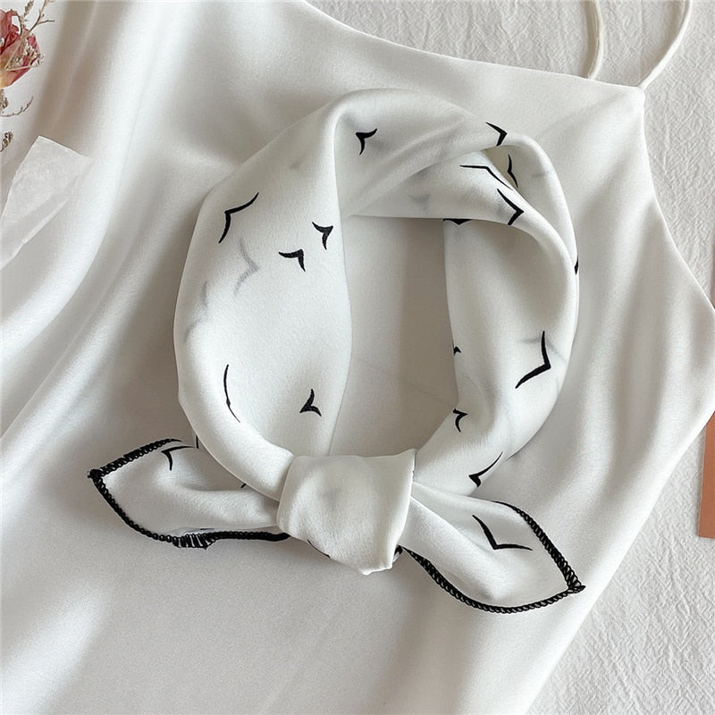 2022 Square Silk Scarf Women Fashion Print Small Neck Scarfs Office Lady Hair Band Foulard Hand Kerchief Female Bandana Shawl