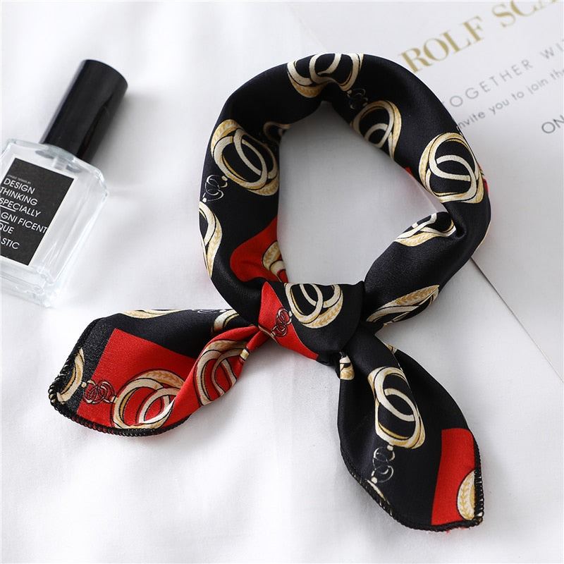 2022 Square Silk Scarf Women Fashion Print Small Neck Scarfs Office Lady Hair Band Foulard Hand Kerchief Female Bandana Shawl