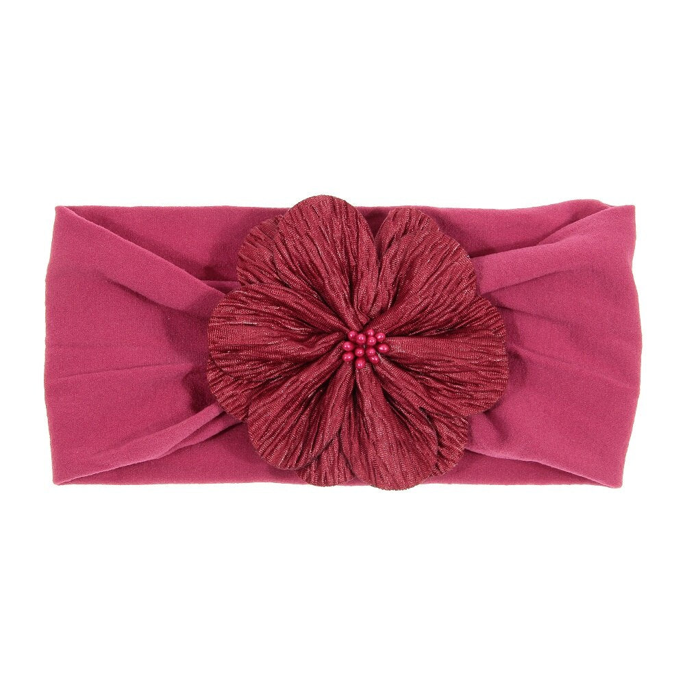 Nishine Soft Stretch Satin Rose Flower Baby Headband Newborn Knot Wide Nylon Headwraps Turban Girls Headwear Kids Photo Props
