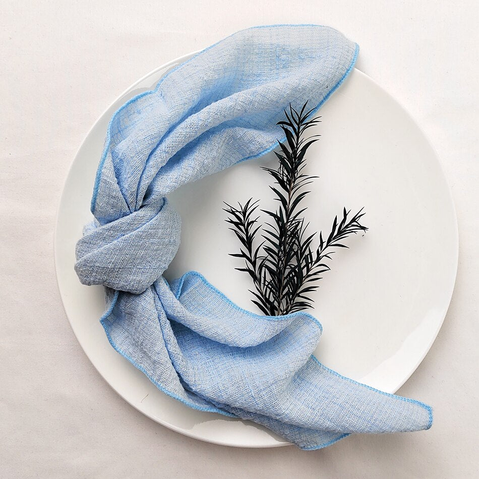 10PCS Sage Green Gauze Crepe Cloth Napkins Pack Pure Cotton Fabric 40x40cm Wedding Decor Everyday Use Dinner Tea Towel
