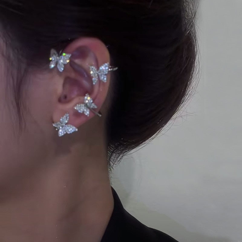 Trendy Bohemian No Piercing Crystal Rhinestone Ear Cuff Earrings for Women Wrap Stud Clip Earrings Girl Earrings Jewelry Bijoux