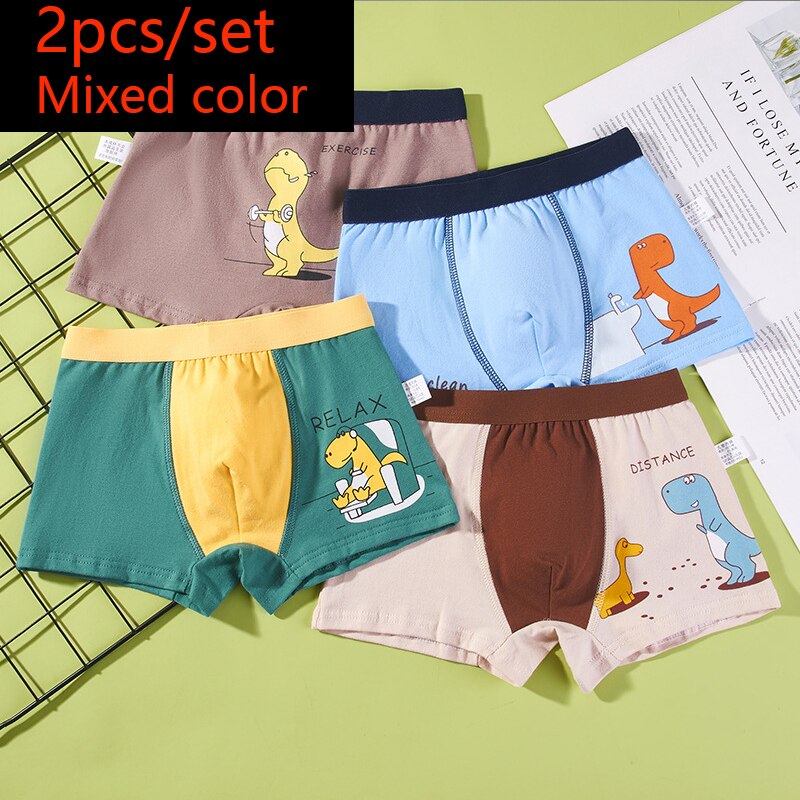 HH 2 Piece Kids Boys Underwear Cartoon Children&#39;s Shorts Panties for Baby Boy Toddler Boxers Stripes Teenagers Cotton Underpants