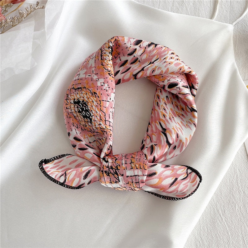 2022 Square Silk Scarf Women Fashion Print Small Neck Scarfs Office Lady Hair Band Foulard Hand Kerchief Female Bandana Shawl