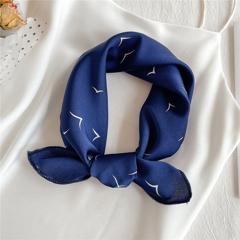 2022 Square Silk Scarf Women Fashion Print Small Neck Scarfs Office Lady Hair Band Foulard Hand Kerchief Female Bandana Shawl