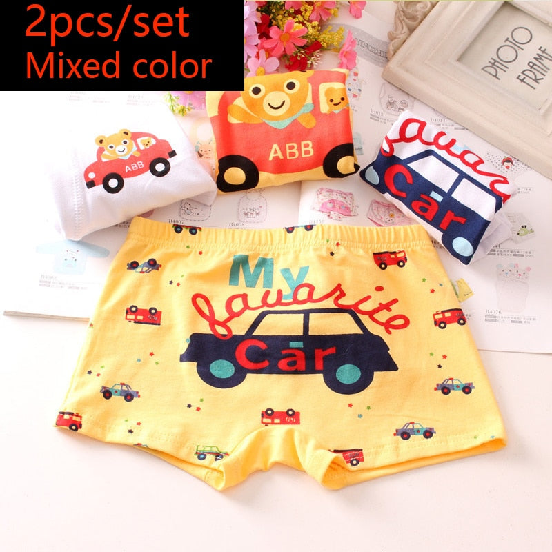 HH 2 Piece Kids Boys Underwear Cartoon Children&#39;s Shorts Panties for Baby Boy Toddler Boxers Stripes Teenagers Cotton Underpants