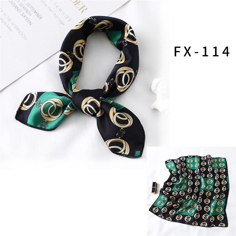 2022 Square Silk Scarf Women Fashion Print Small Neck Scarfs Office Lady Hair Band Foulard Hand Kerchief Female Bandana Shawl
