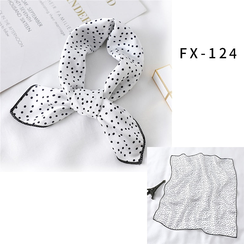 2022 Square Silk Scarf Women Fashion Print Small Neck Scarfs Office Lady Hair Band Foulard Hand Kerchief Female Bandana Shawl