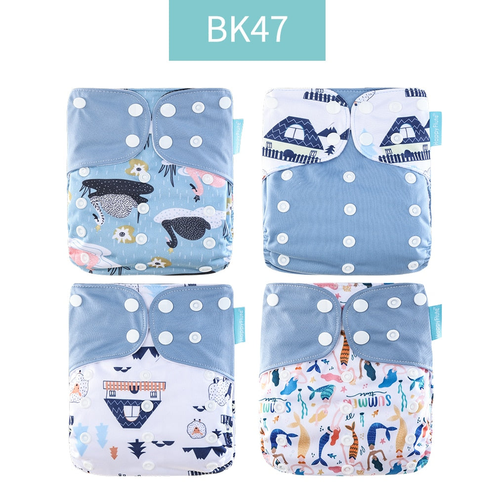 Happyflute 2023 4pcs/set Washable Eco-friendly Baby Cloth Diaper Ecological Adjustable Nappy Reusable Diaper Fit 0-2year 3-15kg