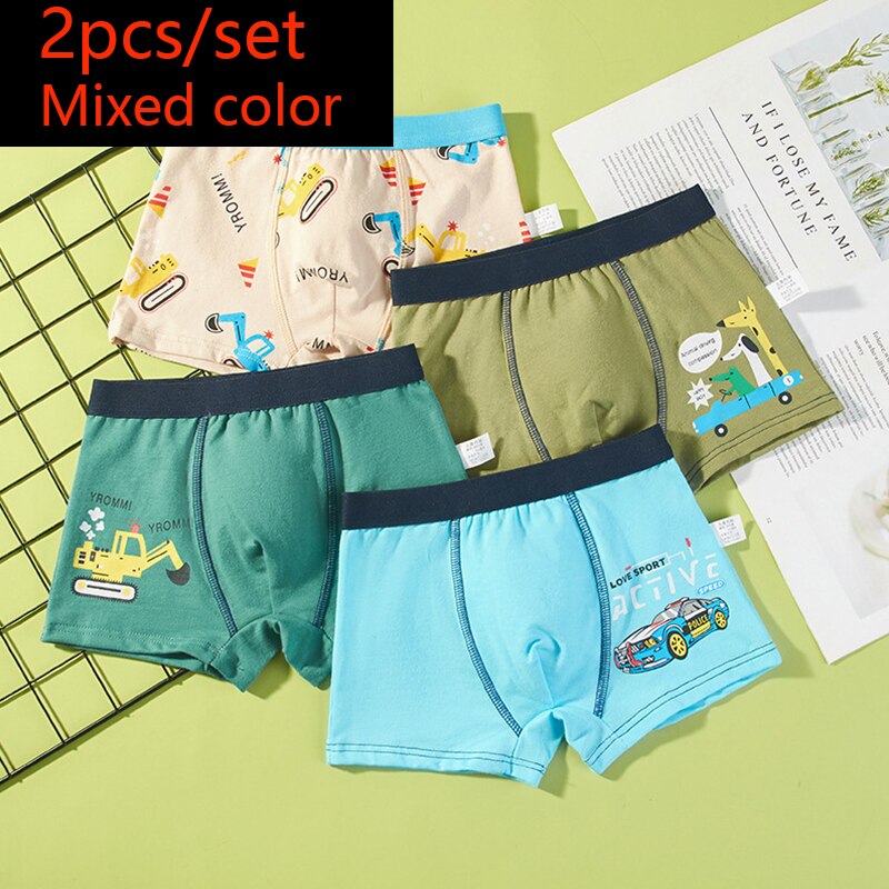 HH 2 Piece Kids Boys Underwear Cartoon Children&#39;s Shorts Panties for Baby Boy Toddler Boxers Stripes Teenagers Cotton Underpants