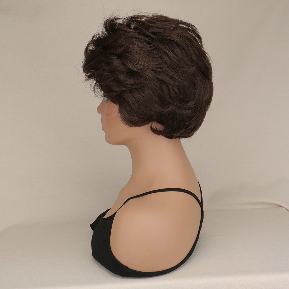 SuQ Synthetic Hair Mix Color Short Natural Full wig Women's Heat Resistant Wig For Women Everyday Wigs
