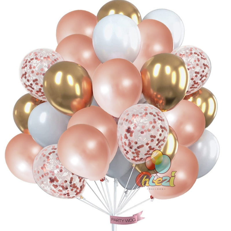 25pcs Confetti Metallic Chorme Balloons Macaroon Latex Ballon Anniversary Wedding Birthday Party Decors Adult Baby Shower Globos