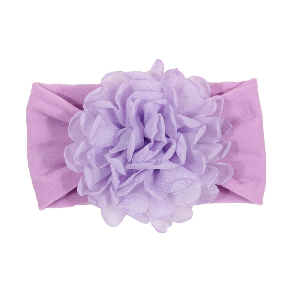 Nishine Soft Stretch Satin Rose Flower Baby Headband Newborn Knot Wide Nylon Headwraps Turban Girls Headwear Kids Photo Props