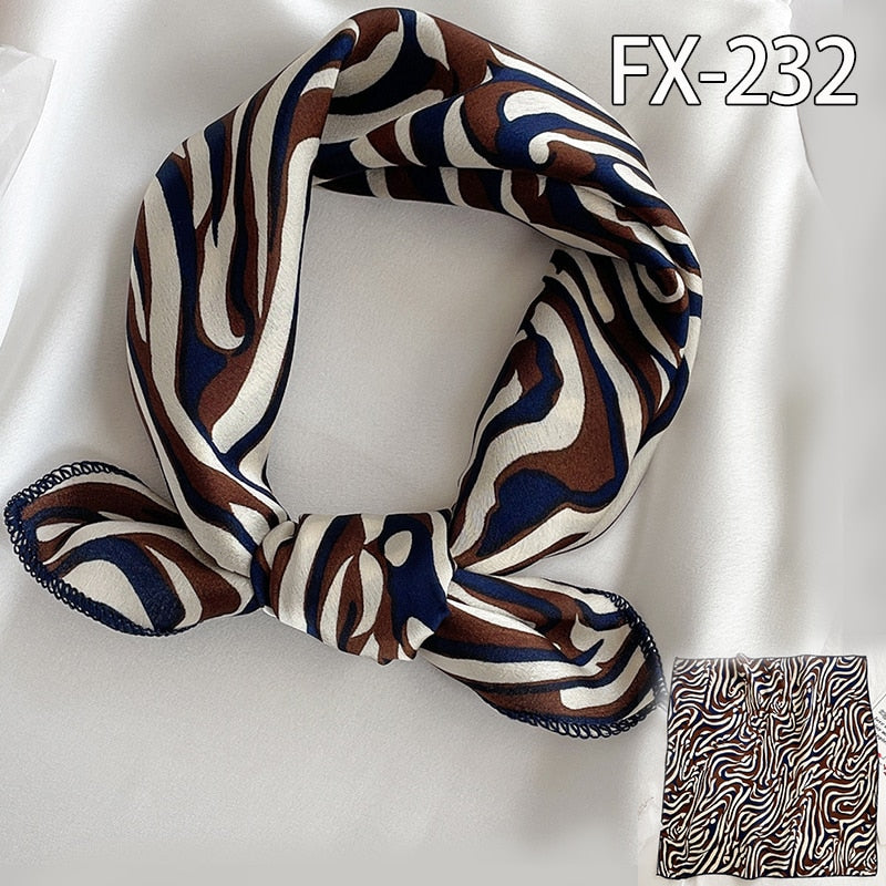 2022 Square Silk Scarf Women Fashion Print Small Neck Scarfs Office Lady Hair Band Foulard Hand Kerchief Female Bandana Shawl