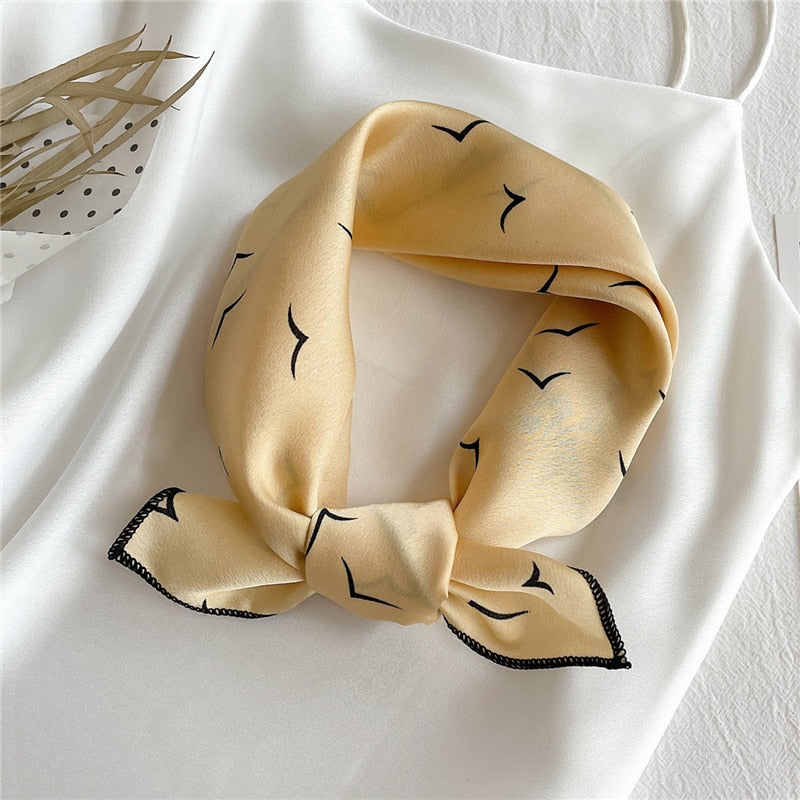 2022 Square Silk Scarf Women Fashion Print Small Neck Scarfs Office Lady Hair Band Foulard Hand Kerchief Female Bandana Shawl