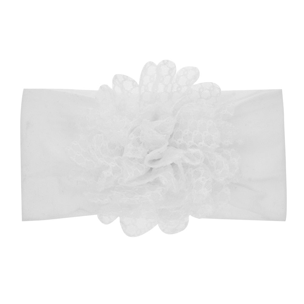 Nishine Soft Stretch Satin Rose Flower Baby Headband Newborn Knot Wide Nylon Headwraps Turban Girls Headwear Kids Photo Props