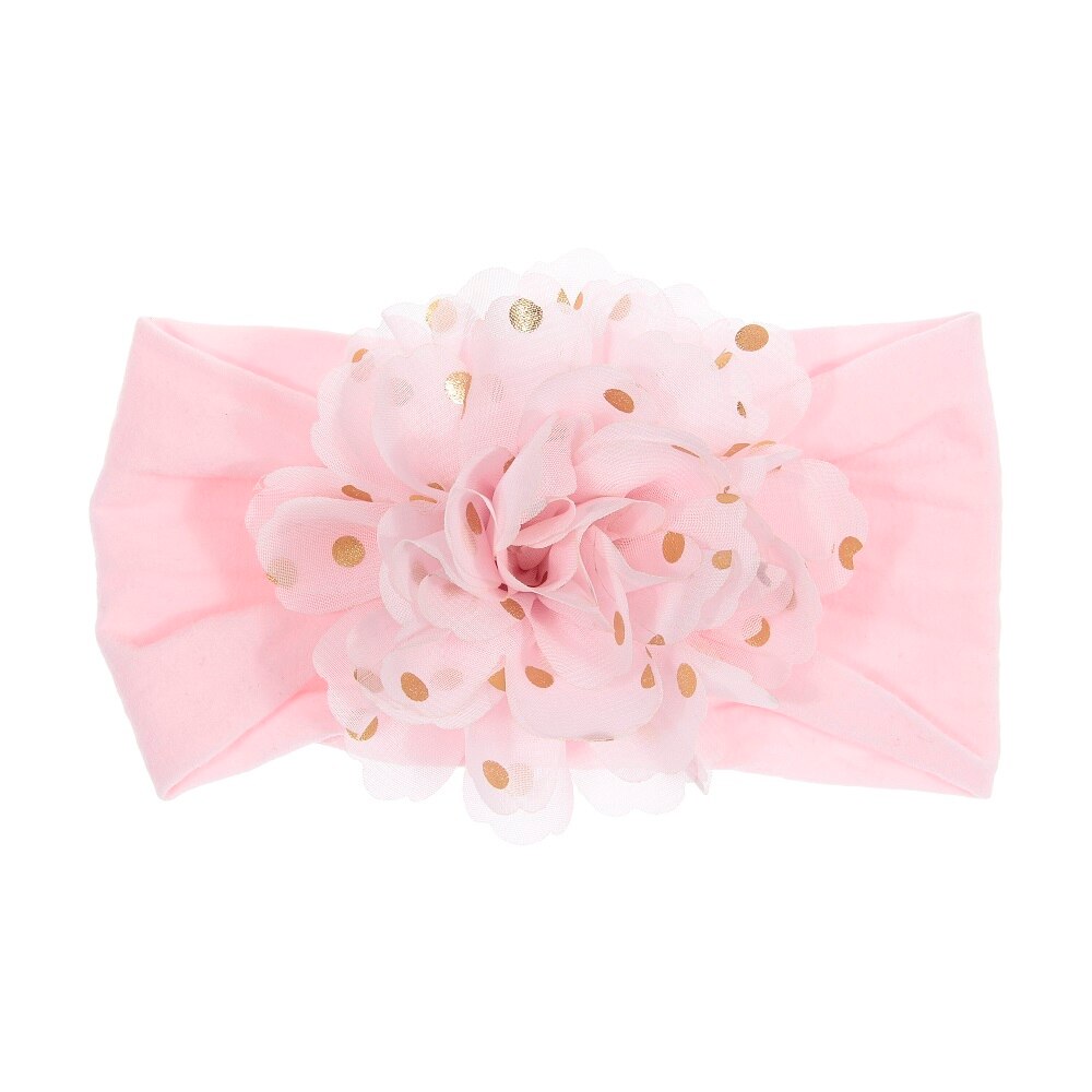 Nishine Soft Stretch Satin Rose Flower Baby Headband Newborn Knot Wide Nylon Headwraps Turban Girls Headwear Kids Photo Props