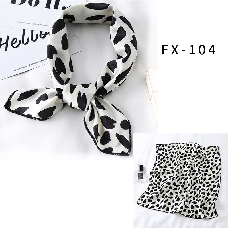 2022 Square Silk Scarf Women Fashion Print Small Neck Scarfs Office Lady Hair Band Foulard Hand Kerchief Female Bandana Shawl
