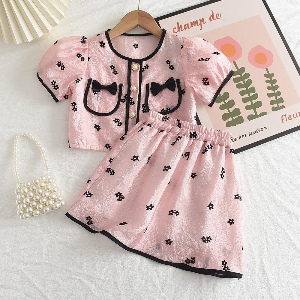 Bear Leader Girls Clothing Sets New Summer Sleeveless T-shirt+Print Bow Skirt 2Pcs for Kids Clothing Sets Baby Clothes Outfits