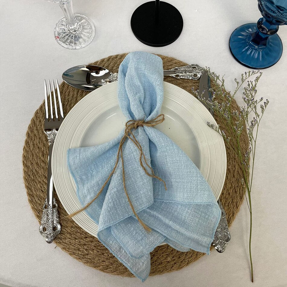 4PCS Decoration Mariage Gauze Crepe Cloth Napkins Pure Cotton Fabric Wedding Decor Everyday Use Dinner Tea Towel Table Village