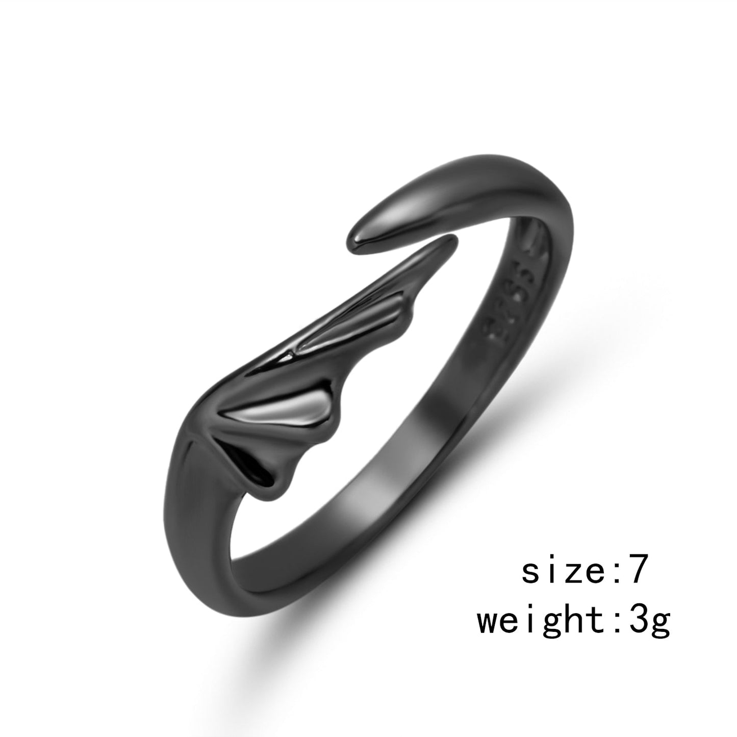 Romantic Angel and Demon Wings Couple Rings For Women Goth Fashion Moonstone Adjustable Opening Finger Men&#39;s Ring Party Jewelry