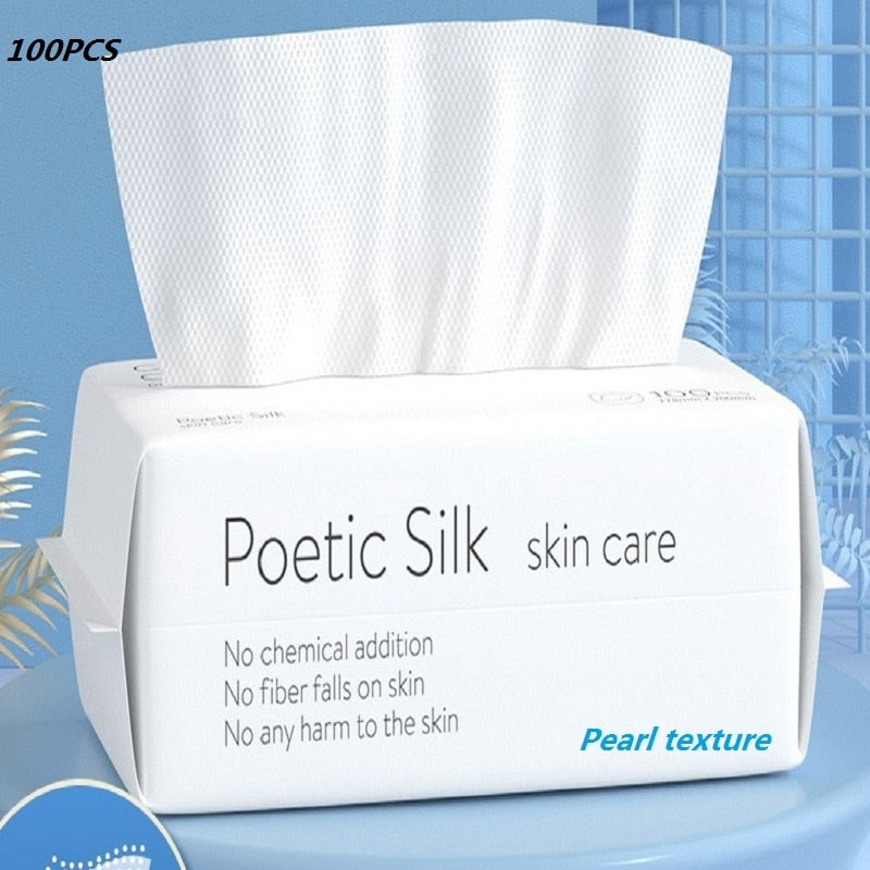 100PCS Disposable Wash Face Towel, Clean Face Towel, Make of Cotton, Remove Makeup Towel, Wash Facial Tissue