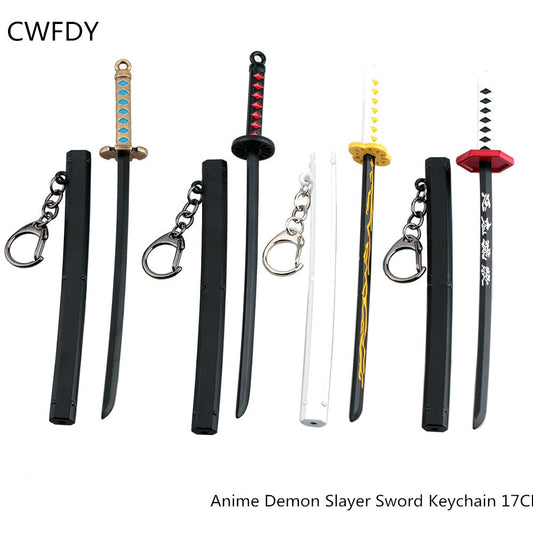 Demon Slayer Sword Keychain Japan Anime Demon Slayer Kimetsu no Yaiba Cartoon Kamado Tanjirou Blade Chaveio Weapons Props Gifts