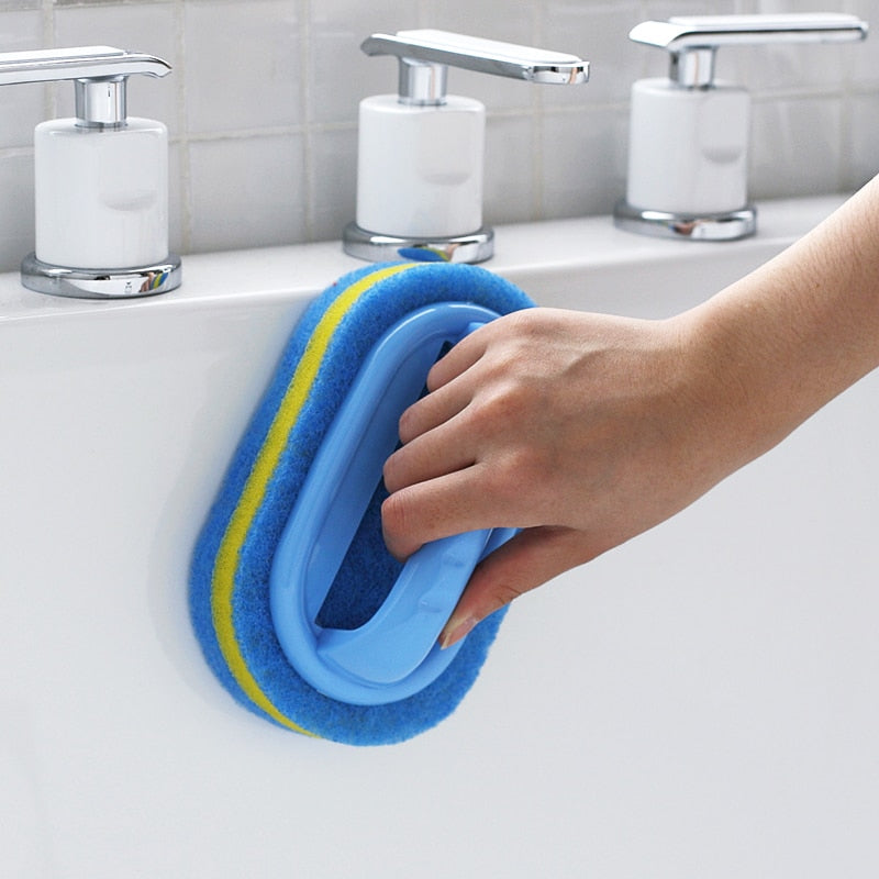 Kitchen Sponge Cleaning Bathroom Toilet Glass Wall Cleaning Bath Brush Handle Sponge Bath BottomBathtub Ceramic Cleaning Tools