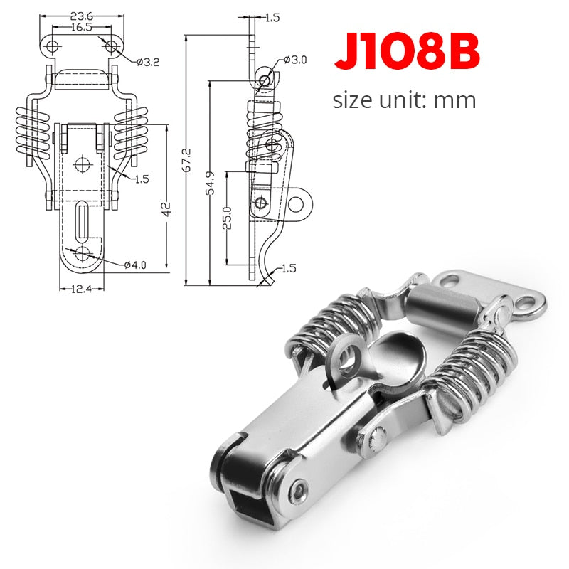 KAK Cabinet Boxes Spring Loaded Latch Catch Toggle Hasp Mild Steel Hasp For Sliding Door Simple Window Hardware Tool Box Lock