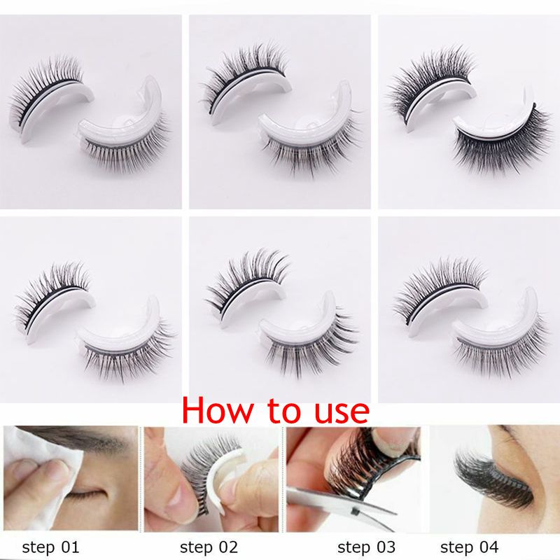 1Pair Reusable Self-adhesive False Eyelashes 3D Mink Lashes Glue-free Eyelash Extension 3 Seconds to Wear No Glue Needed Lashes