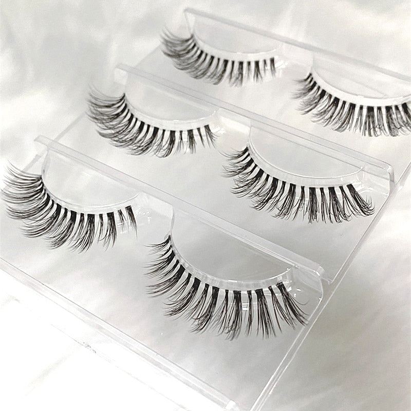 NEW Wholesale Mink Eyelashes 3pair lashes invisible band mink lashes reusable false eyelashes Makeup in Bulk