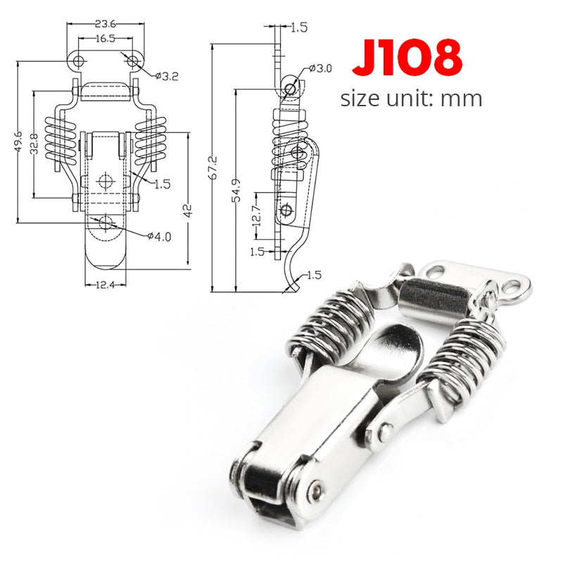 KAK Cabinet Boxes Spring Loaded Latch Catch Toggle Hasp Mild Steel Hasp For Sliding Door Simple Window Hardware Tool Box Lock