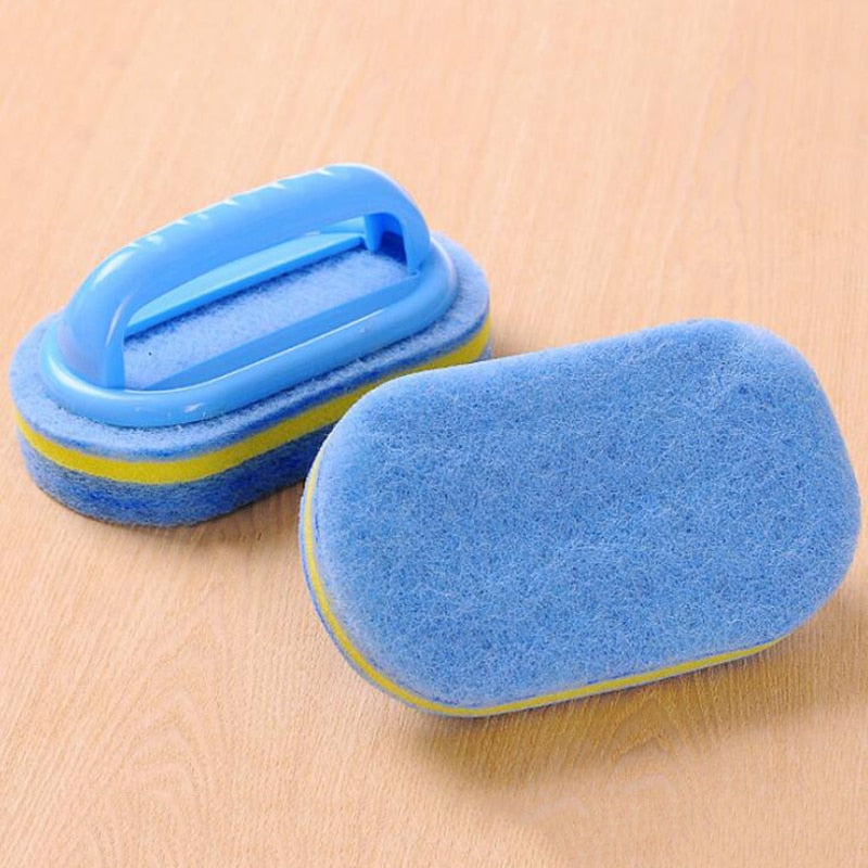Kitchen Sponge Cleaning Bathroom Toilet Glass Wall Cleaning Bath Brush Handle Sponge Bath BottomBathtub Ceramic Cleaning Tools