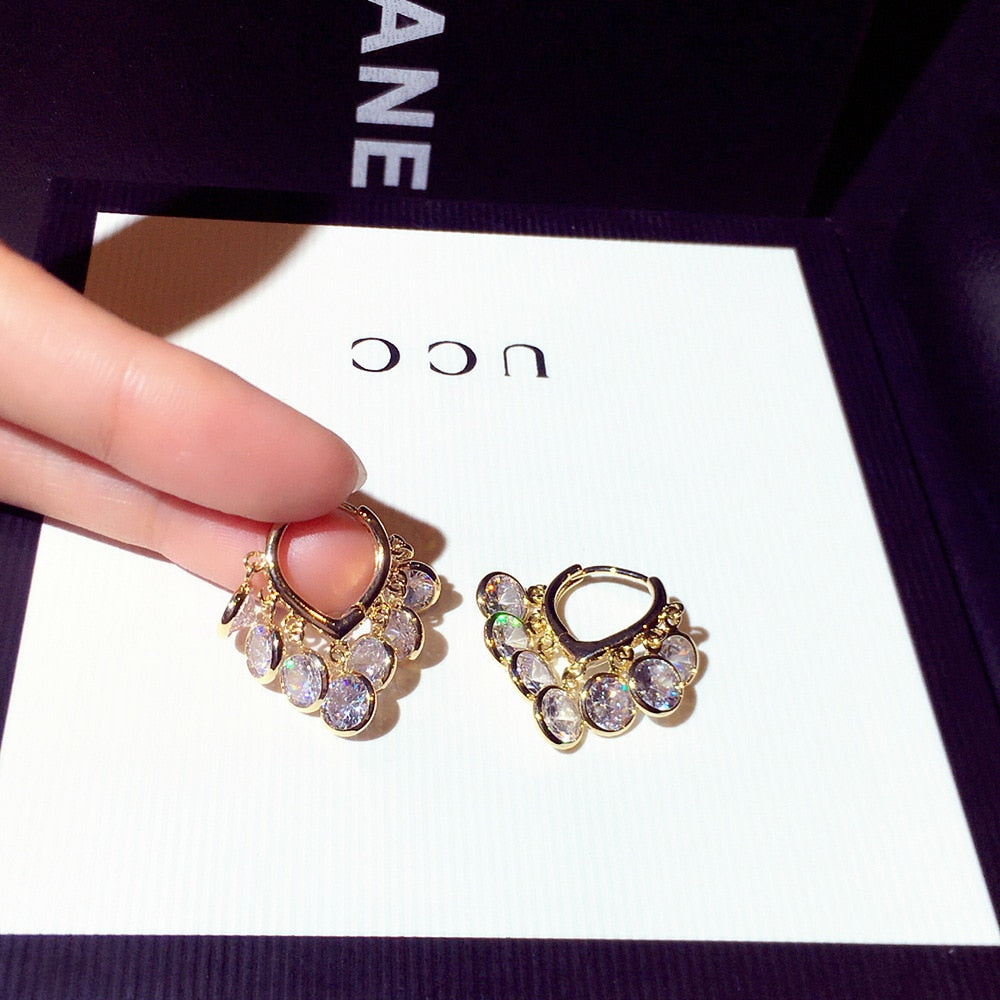 Shine Tassels Top Quality Zircon Earring Super Charm Rhinestone Temperament Fashion Engagement Ear Stud for Lady Wedding Pendant