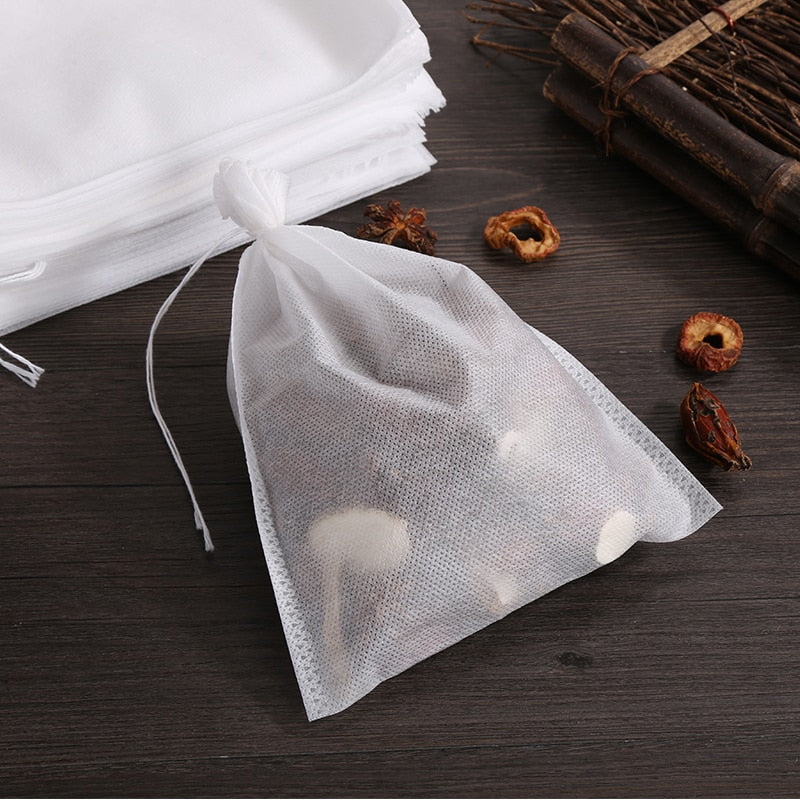 100pcs Tea Bags Non-woven Fabric Tea Filter Bags for Spice Tea Infuser with String Heal Seal Disposable Teabags Empty Tea Bags
