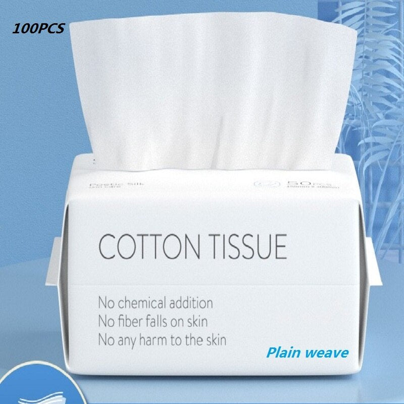 100PCS Disposable Wash Face Towel, Clean Face Towel, Make of Cotton, Remove Makeup Towel, Wash Facial Tissue
