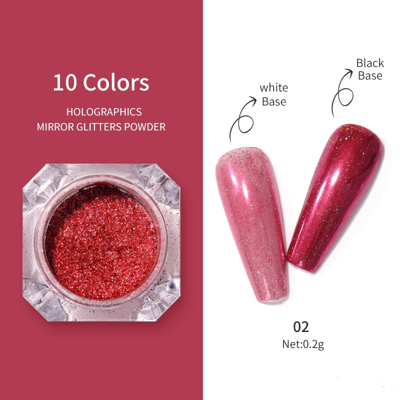 1Box Nail Mirror Glitter Powder Metallic Colorful Dust Metal Effect Nail Glitter Gold Nail Art UV Gel Polish Chrome Flakes Dust