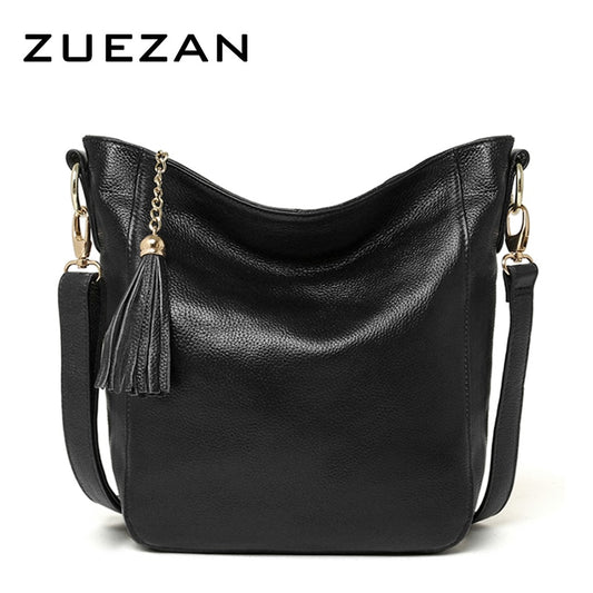Everyday Use 100% cowhide Female Tassels HOBO,Women GENUINE LEATHER Shoulder bag, Top Layer Leather Messenger Crossbody bag A066