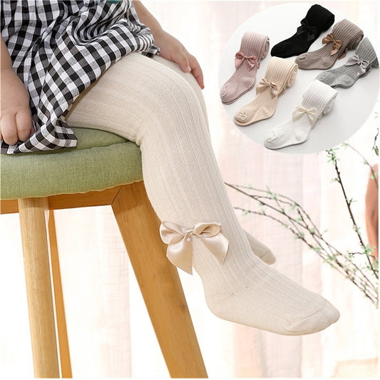 Cotton Girls Tights Princess Bowknet Baby Girl&#39;s One-Piece Pantyhose Baby Spring and Autumn New Style Trousers Lace Stocking