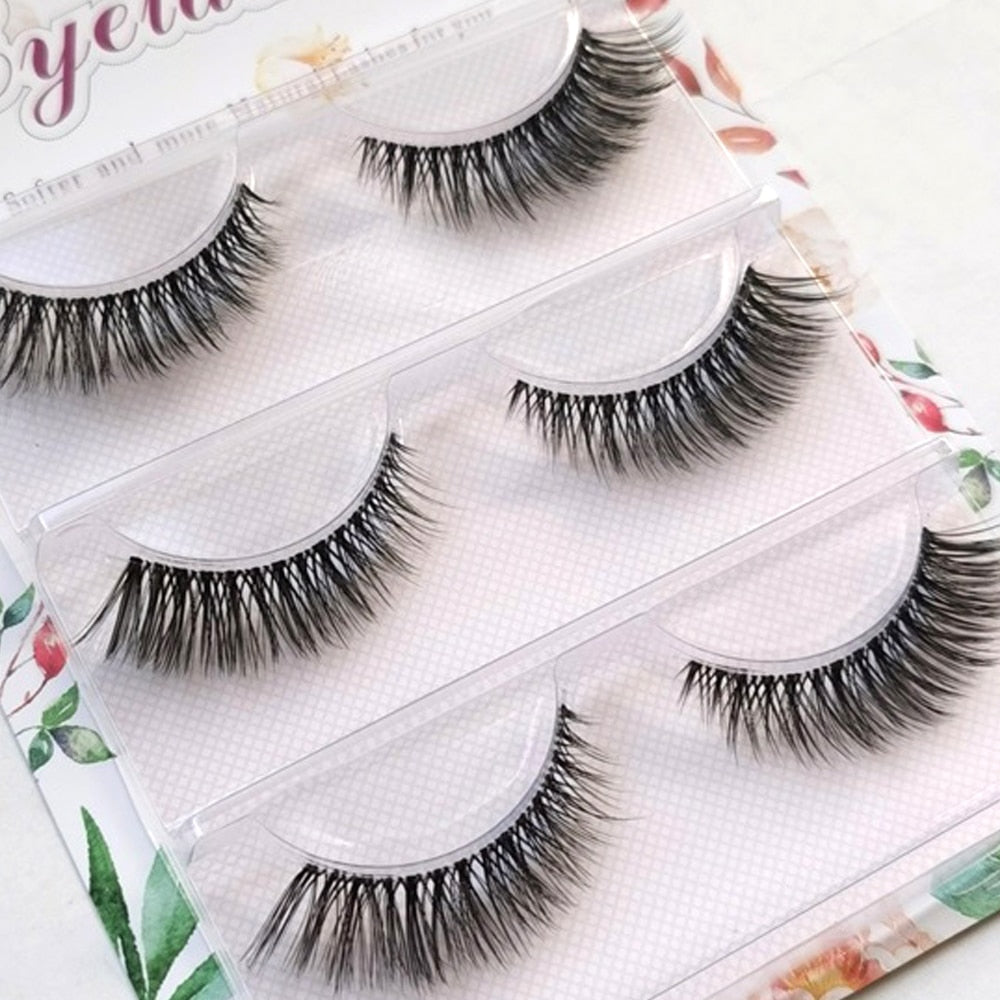 NEW Wholesale Mink Eyelashes 3pair lashes invisible band mink lashes reusable false eyelashes Makeup in Bulk